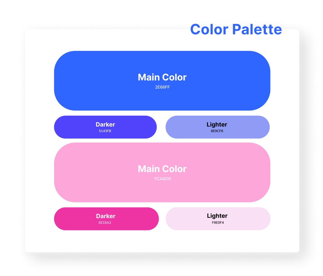 A pink, purple and blue color palette.